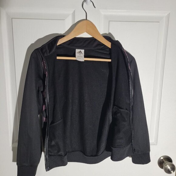 Adidas Zip Up‎ Jacket-Black/Pink-Girls LG 14 - Picture 3 of 6